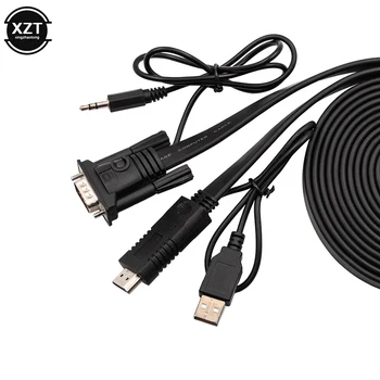 15M 10M 8M VGA Convertor HDMI cu Adaptor Audio de 3.5 mm Alimentare prin USB VGA HDMI Conector de Cablu pentru Proiector Nou
