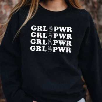 GRL PWR Crewneck Tricou Femei Fata de Putere Feministă Hanorace de Toamna cu Maneca Lunga Pulover de Topuri Plus Dimensiune Pulovere Dropshipping