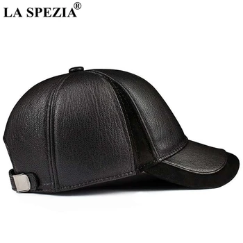 LA SPEZIA piele de Oaie Șapcă de Baseball Negru Piele Mens Snapback în aer liber Cald de Înaltă Calitate Reglabil Barbati Toamna Iarna Pălărie