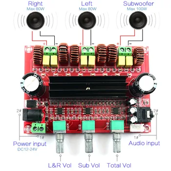 CIRMECH TPA3116 2.1 Amplificator de Bord TPA3116 HIFI Digitale 2.1 Subwoofer și Difuzor Stereo cu Amplificatoare DC12V-24V 50W*2+100W*1