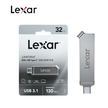 Lexar JumpDrive D30c Memory Stick 32GB, 64GB, 128GB, 256GB USB 3.1 130MB/s Tip C Dual Flash Drive de Tip U Disc Pentru Telefon/Calculator