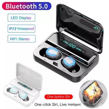 Noi F9 Impermeabil HiFi Bluetooth 5.0 Reducere a Zgomotului Stereo Wireless TWS Buton Tactil LED Stereo setul cu Cască de Telefon de Încărcare Caz
