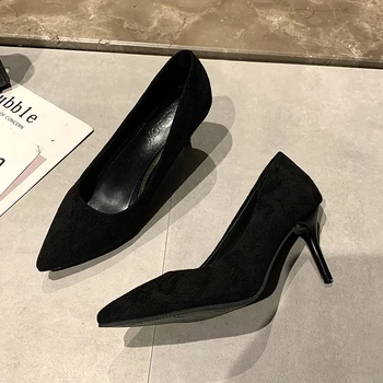 2020 New Sosire coreean Concisă a Subliniat Toe Birou, Pantofi de Moda pentru Femei Solide Turma mică adâncime, Pantofi cu Toc inalt pentru Femei