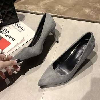2020 New Sosire coreean Concisă a Subliniat Toe Birou, Pantofi de Moda pentru Femei Solide Turma mică adâncime, Pantofi cu Toc inalt pentru Femei