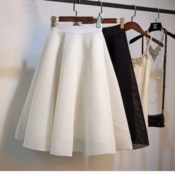 2020 Noua Moda Gol Afară De Talie Mare Pentru Femei Fuste Coreean Solid-Linie De Sex Feminin Fusta Vintage Elegant Faldas Mujer
