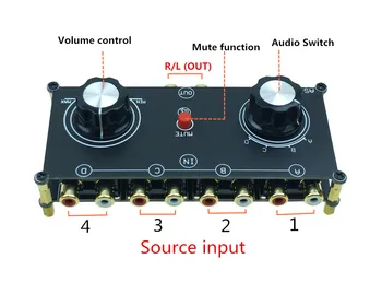 Pasiv preamp RCA Comutatorul 4 ÎN 1 iesire Audio Stereo Semnal Comutator Selector Splitter Box cu control de volum pentru amplificator amp