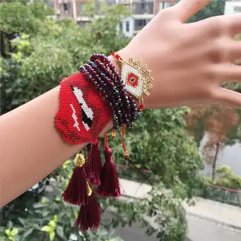 Go2boho turc Ochi Brățară MIYUKI deochi, Bratari Pentru Femei Bijuterii Mexic Pulseras Cadou Buzele Stele Hamsa Mână de Oameni Banderola