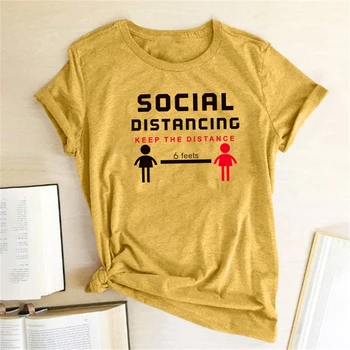 Distanțarea socială Păstrați Distanța De 6 Feets Imprimat tricouri Femei Tricouri de Vara Tricou pentru Femei Graphic Camisetas De Mujer