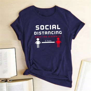 Distanțarea socială Păstrați Distanța De 6 Feets Imprimat tricouri Femei Tricouri de Vara Tricou pentru Femei Graphic Camisetas De Mujer