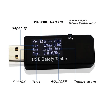 Digital USB Power Meter Multimetru Tester Tensiune Curent Monitor 3V-30V Încărcare Rapidă Banca de Putere de Tensiune Contor de Energie
