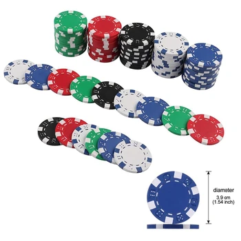 100buc Chips-uri de Poker Set Valiza Aluminiu Jetoane 2 Pachete de carti de Joc si 5 Zaruri Casino Joc de Accesorii