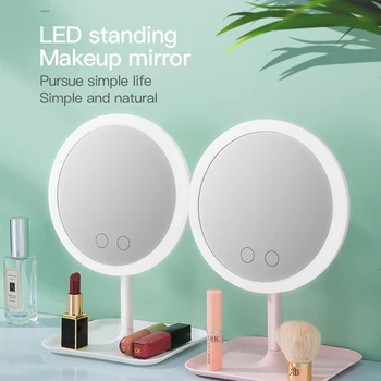 Oglindă de machiaj cu led-uri Cu lumina Alb Natural LED Oglindă Detașabilă/Depozitare Instrumente de Frumusete Desktop umple de lumină oglinzi