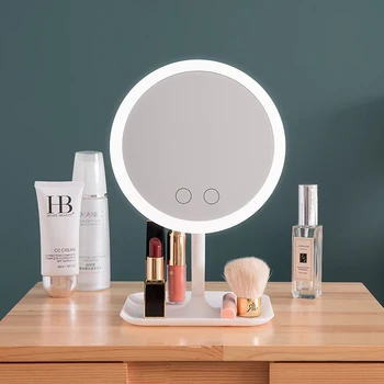 Oglindă de machiaj cu led-uri Cu lumina Alb Natural LED Oglindă Detașabilă/Depozitare Instrumente de Frumusete Desktop umple de lumină oglinzi