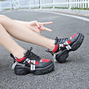 WDHKUN 2020 Designer Adidasi Femei Vulcanizat Pantofi de Femeie Alb Negru ochiurilor de Plasă Respirabil Platforma Adidasi Casual Apartamente