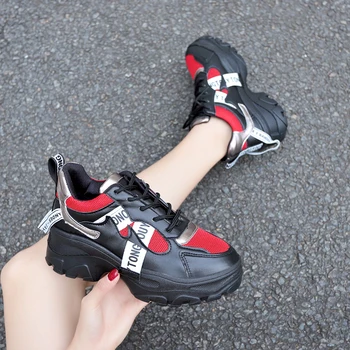 WDHKUN 2020 Designer Adidasi Femei Vulcanizat Pantofi de Femeie Alb Negru ochiurilor de Plasă Respirabil Platforma Adidasi Casual Apartamente