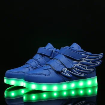 FEBMOFL Copii Aprinde Pantofi Cu Aripa de Copii Condus de Pantofi pentru Băieți și Fete Stralucitoare Luminos Adidași de Încărcare USB Băiat Pantofi de Moda