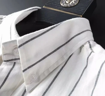 2018 Nou Brand de Moda cu Dungi Tricou Barbati din Bumbac de Cauzalitate Tricouri de Înaltă calitate, cu Maneca Lunga Oameni de Afaceri Cămașă Rochie