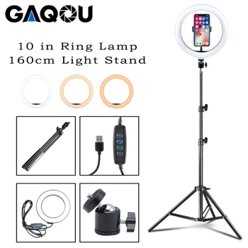 26cm Inel de Lumină LED-uri de Fotografie de Studio Estompat Lampa pentru Camera Video de pe Youtube Machiaj VK Selfie cu 160cm Trepied Suport de Telefon Stand
