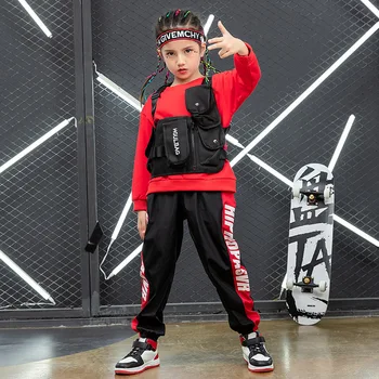 Copil Hip Hop Îmbrăcăminte Tricou Top Jogger Pants Militare Vesta tactica Geanta pentru Fată Băiat de Jazz, Dans, Costume de Haine de Stradă