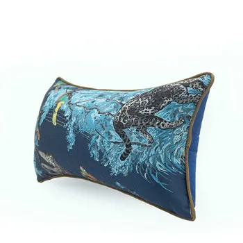 DUNXDECO față de Pernă Perna Decorativa Caz de Epocă Stil Chinezesc Animale de Pădure Colecție de Lux cu Broderie Albastru Coussin