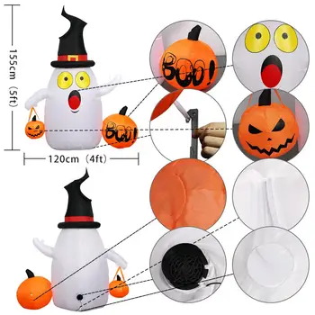 OurWarm Halloween Gonflabile Fantoma cu LED-uri de Lumină Rotativă pentru Decor de Halloween de Groaza Casa Curte Decoratiuni de Halloween elemente de Recuzită