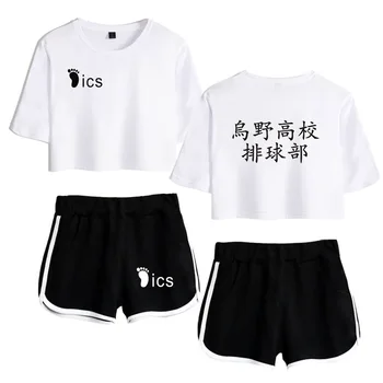 Haikyuu Culturilor tricou, pantaloni Scurți Femei Fete Uniforme Japonia Anime Haikyuu T shirt Set Volei 2 piese Tricou pentru Fete