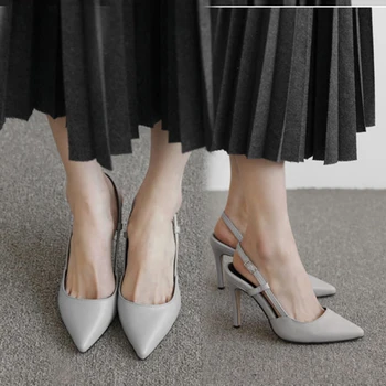 Sandale de vara Femei Baotou Subliniat Pantofi Negri cu Toc Înalt Cuvântul Cataramă Bine Toc Femei Pantofi de Piele Pantofi de 6 cm 8 cm toc Marimea 33 42