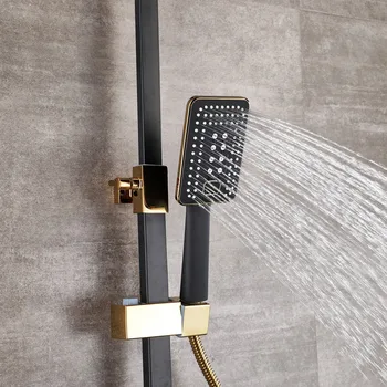 Baie de Lux, negru, Auriu set de duș cu duș, bideu cu raft de aur set de duș baie extins robinet de Duș Seturi