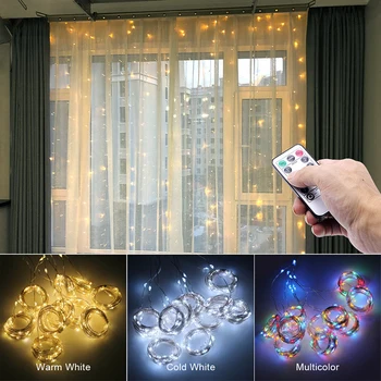 2021 Anul Nou, Decoratiuni de Craciun pentru Casa Dormitor Fereastra 3m LED-uri de Control de la Distanță USB Șir de Lumină Navidad decor de crăciun