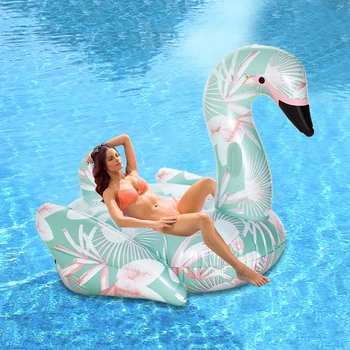 60 Inch 1.5 M Gonflabil Gigant Swan Pool Float Ride-On Print Floral Flamingo Inel De Înot Petrecere De Vacanță Jucării De Apă Boias Piscina