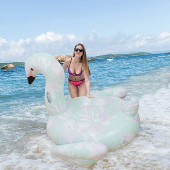 60 Inch 1.5 M Gonflabil Gigant Swan Pool Float Ride-On Print Floral Flamingo Inel De Înot Petrecere De Vacanță Jucării De Apă Boias Piscina