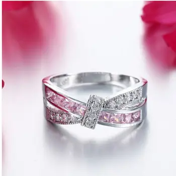 DOTEFFIL Argint 925 AAA Zircon Albastru/Rosu/Roz Șase Culori de Cristal Inel Pentru Femei de Moda de Nuntă Farmec Bijuterii