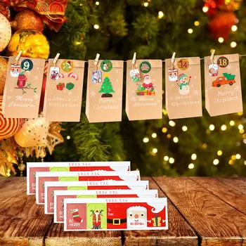 24 Seturi Casa De Crăciun Cadou Caseta De Hârtie Kraft Cookie-Uri Candy Bag Fulg De Nea Categorie 1-24 Advent Calendar Autocolante De Cânepă Frânghie Petrecere Supp