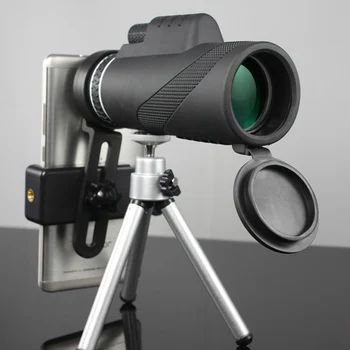 8-40x40 Telescop Monocular Retractabil cu Zoom Telefon Extern Obiectiv rezistent la apa HD Profesionale FMC Film cu Trepied Telefon Clip