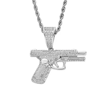 Hip Hop Pistol Pandantive & Coliere de Gheață Afară Plin CZ Placat cu Pistolul Glock de Rapper-ul de Bijuterii Pentru Barbati Femei Cadou