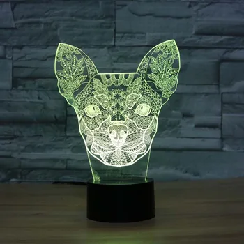 Chihuahua 3D Lampă 7 Culori Schimbare Acrilice Cal Condus Nightlights de Birou LED-uri Lampă de Masă USB Lămpi de Noptieră Decor de lumină