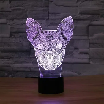 Chihuahua 3D Lampă 7 Culori Schimbare Acrilice Cal Condus Nightlights de Birou LED-uri Lampă de Masă USB Lămpi de Noptieră Decor de lumină