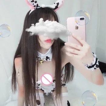 10buc Noi Japoneză Pentru că Vaca Costume Cosplay Menajera Tankini de costume de Baie Bikini Anime Costume de baie Lolita Sutien si Chilot Set Ciorapi