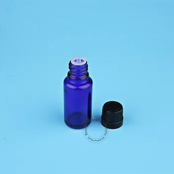 50pcs/Lot Pahar 10 ml Ulei Esential de Sticla Mic Container Cosmetic 1/3OZ Albastru Probă Oala cu Negru Capac din Plastic Ambalare