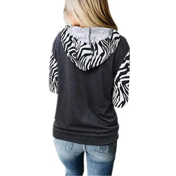 Hanorace Femei Tricou Toamna Zebra/Camuflaj/Leopard De Imprimare Vrac Cu Gluga Haine Cu Mâneci Lungi