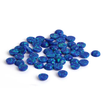 De Vânzare la cald 1,5 mm~10mm Cabochon Rotund Fund Plat Sintetic Albastru Inchis OP27 Liber Opal