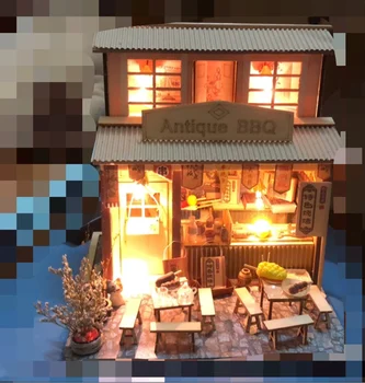 De lux lumini de Casa puzzle model kituri DIY preparate din bucătăria Chineză, grătar, restaurant Creative cadouri de Craciun manuale de limba engleză