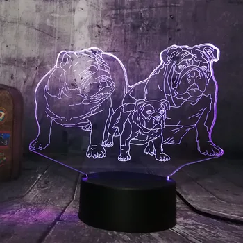 Noutatea Dragut Catelus Bulldog familia 3D LED Lumina de Noapte Minunat Câine Câine Animal de Masă, Acasă, Somn Decor Casa Lampa Copil Copil lampă