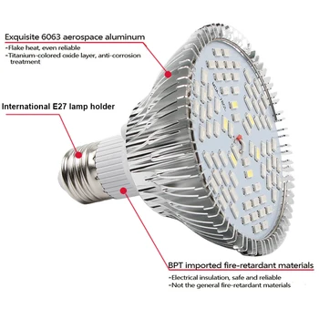 LED-uri Cresc de Lumină întregul Spectru 80W Led-uri Cresc Lumini Becuri E26/E27 Bec UV Pentru Plante de Interior Grădină Fitolampy Fitolamp în Creștere Lampa