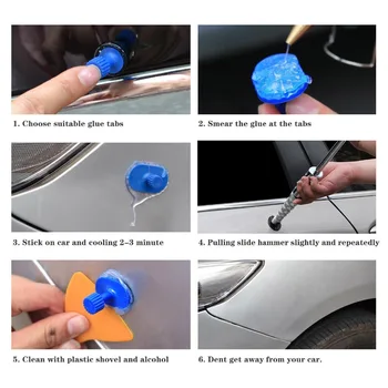 18 Buc Violet Caroserie Paintless Dent De Grindină Instrument De Reparații De Plastic Lipici Tragator File Pad De Reparații Auto Setul De Unelte