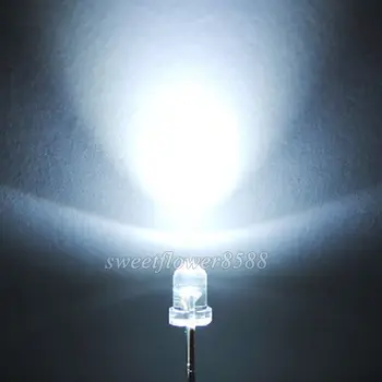500pcs 3mm Alb 12000mcd Super-Luminos Bec Led-uri Albe Lampa Noua