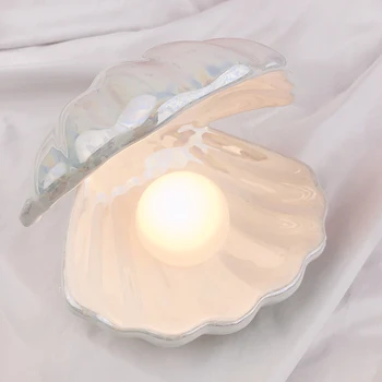 Ceramică fină Shell Pearl Lumina de Noapte Fantezie Sirenă Zână Dormitor bijuterii de stocare a Lămpilor de Iluminat Decor Acasă cadouri