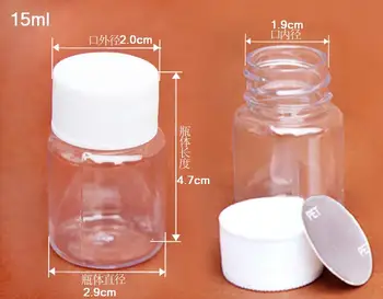 15/20/30ml PET transparent alb capac de sticla de plastic de etanșare lichid flacon mic gol de ambalare flacon capsule de containere en-gros