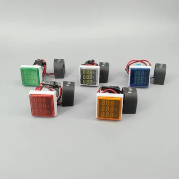 Digital cu LED-uri 3in1 AC Ampermetru Voltmetru Hz Curent de Frecvență Metru Pătrat Indicator Metru AC 60-500V 100A 20-75Hz