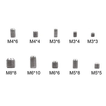 300PCS M3 M4 M5 M6 M8 304 din Oțel Inoxidabil, Cap Soclu Hexagonal Șurub Grub Sortiment Kit